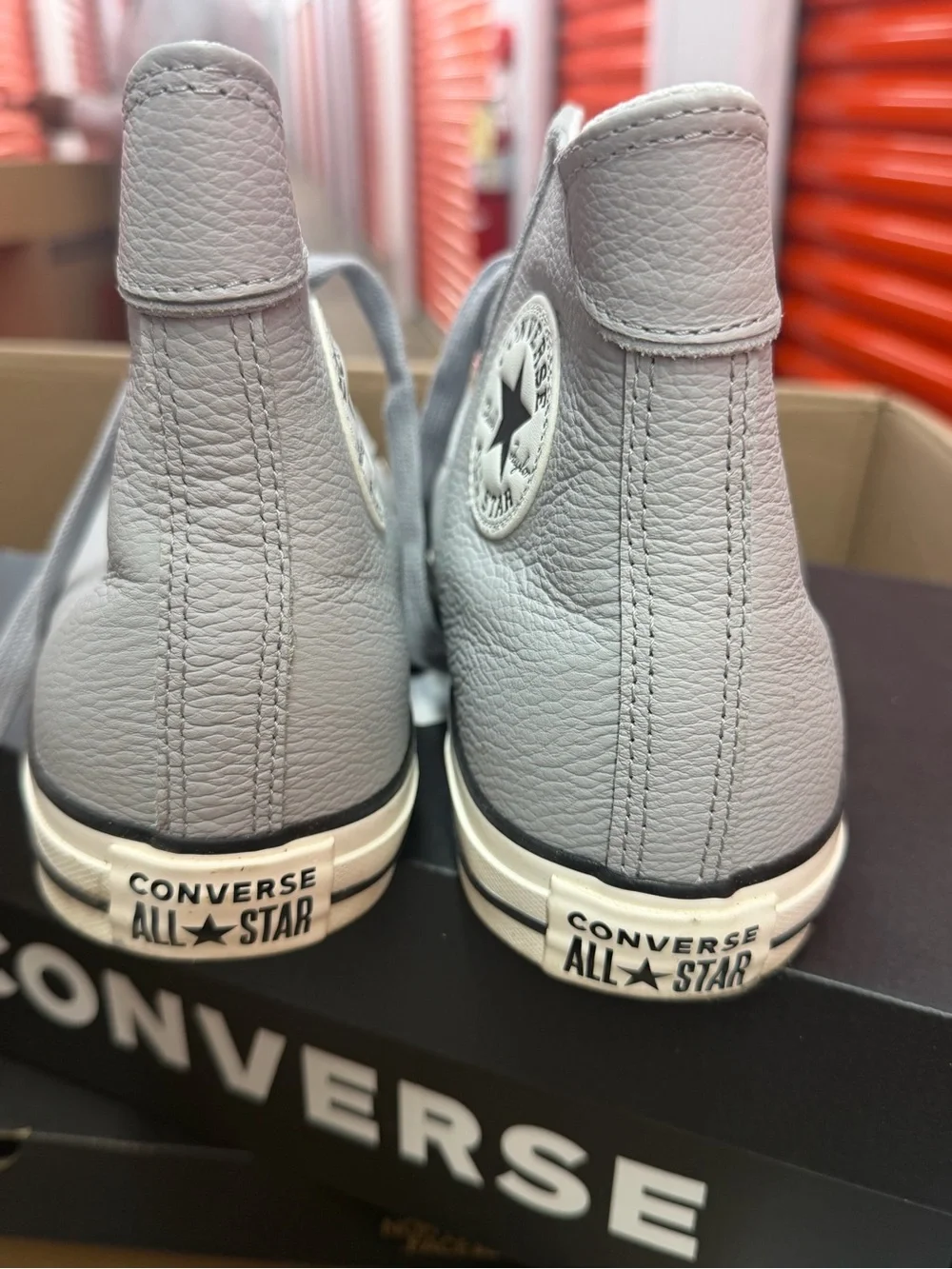 Converse High Top Sneakers in Light Gray and White